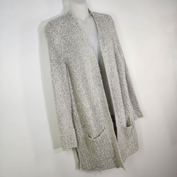 Tribekka 44 Cardigan Sweater Medium Gray Cozy Knit Open Front Pocket Long Sleeve - Picture 4 of 11